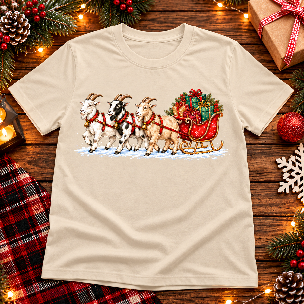 Christmas Goat Sweatshirt, Festive Sleigh Crewneck, Funny Holiday Shirt, Christmas Gift for Animal Lovers