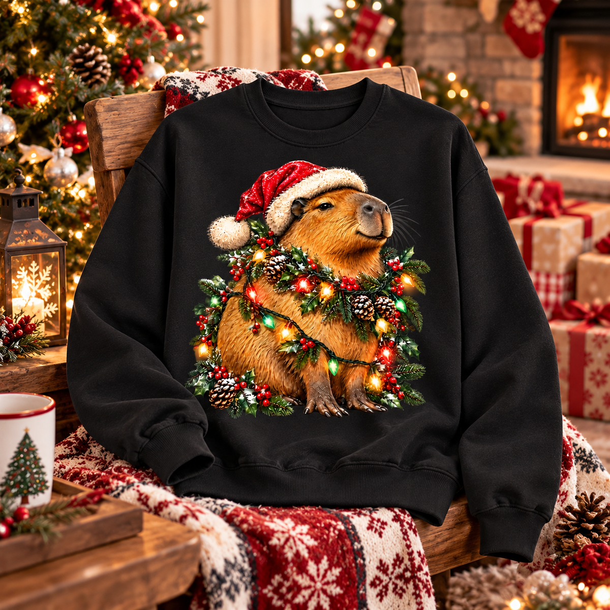 Christmas Capybara Shirt, Santa Capybara Tee, Sweatshirt & Hoodie