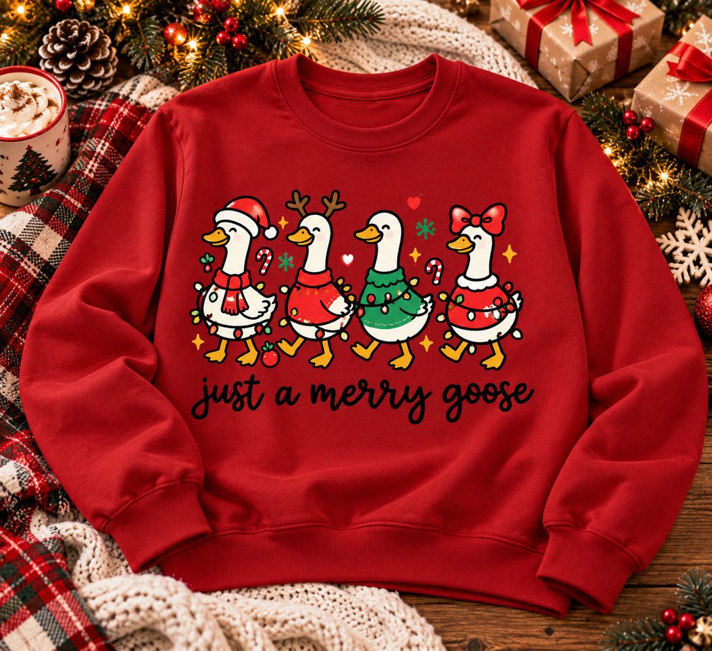 Just a Merry Goose Christmas Shirt, Sweatshirt & Hoodie