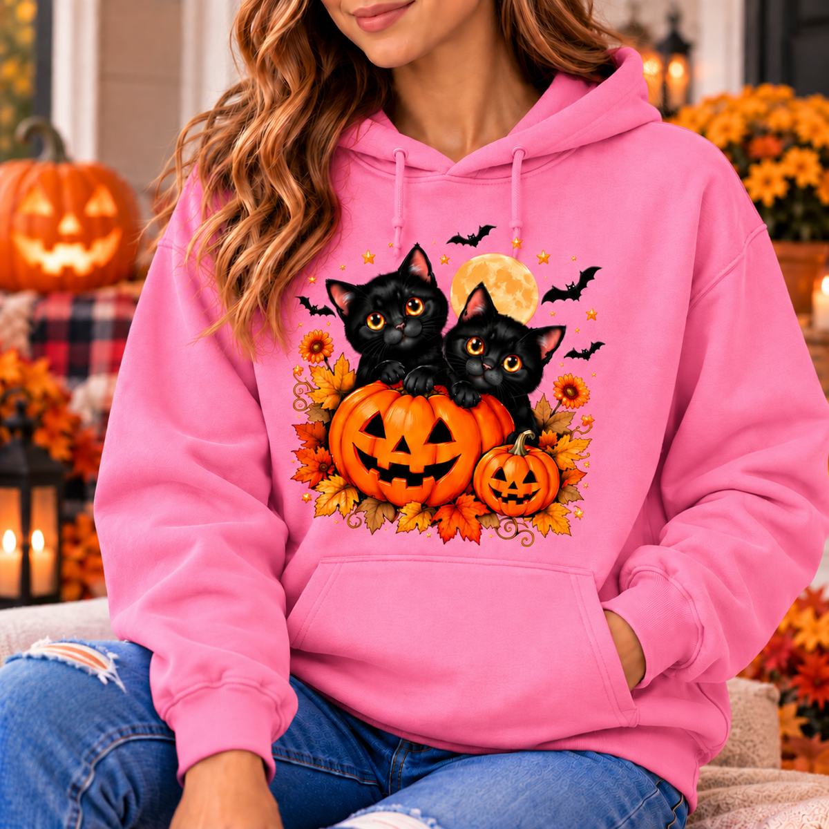Black Cat Halloween Shirt – Pumpkin T-Shirt, Sweatshirt & Hoodie