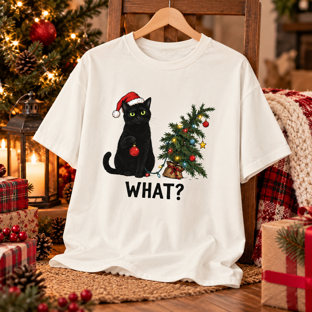 Funny Christmas Cat Hoodie, Black Cat Santa Sweatshirt, Holiday Gift for Cat Lovers