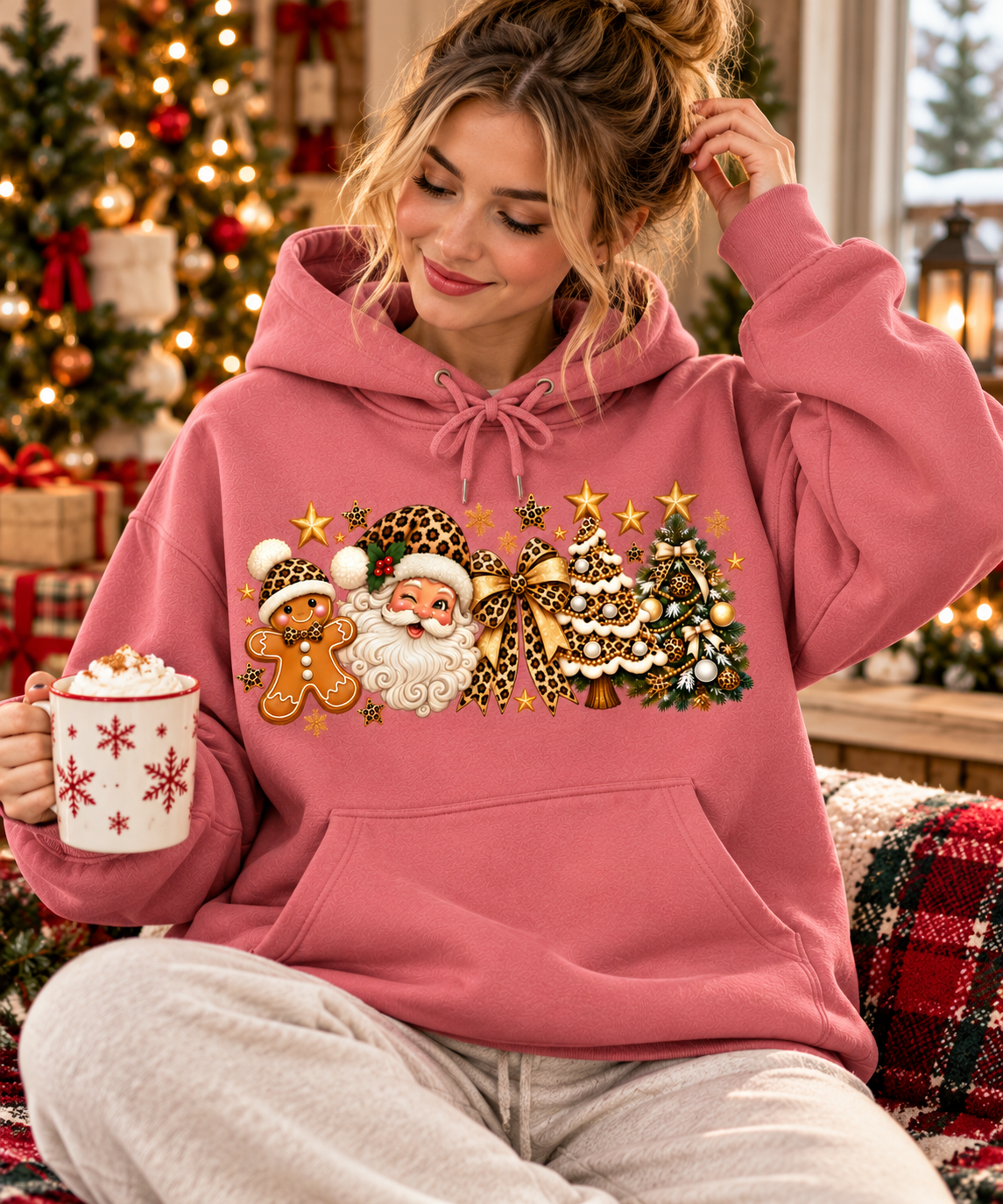 Leopard Print Christmas Shirt, Sweatshirt & Hoodie