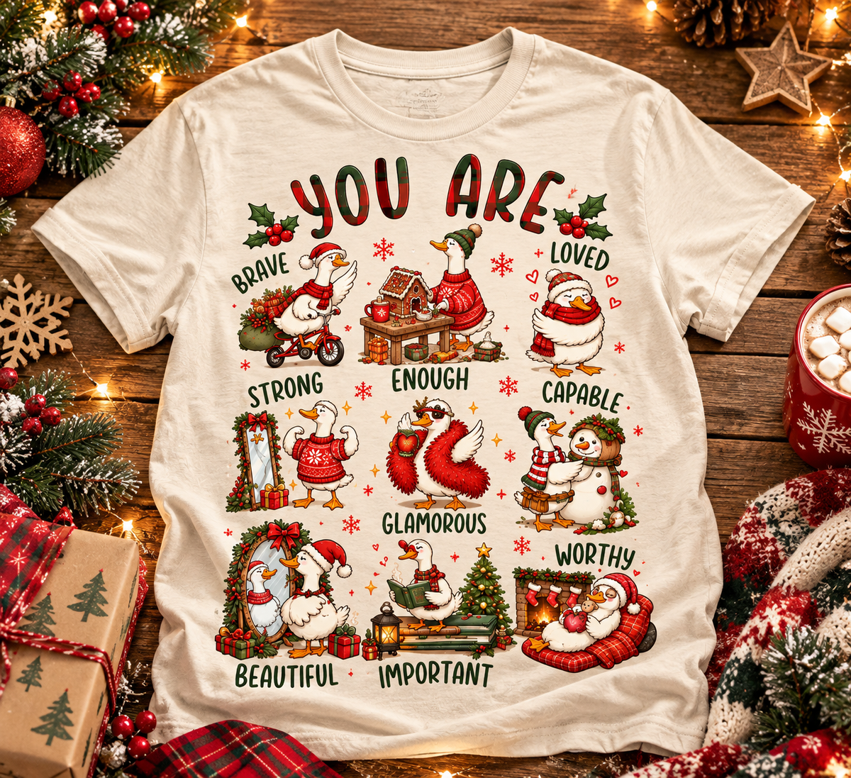 Christmas Goose Shirt – You Are Enough Holiday Sweatshirt & Hoodie