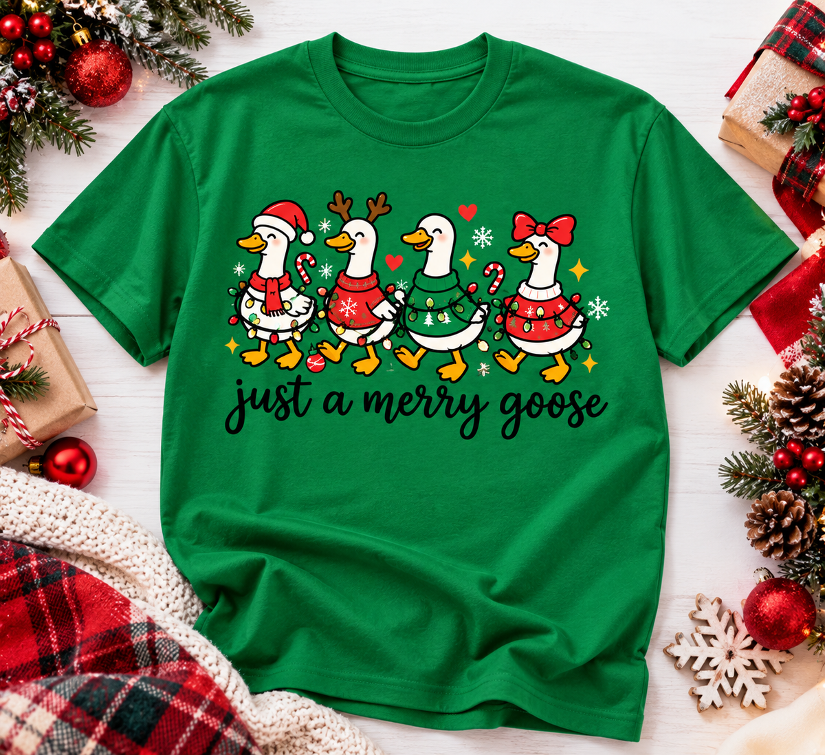 Just a Merry Goose Christmas Shirt, Sweatshirt & Hoodie