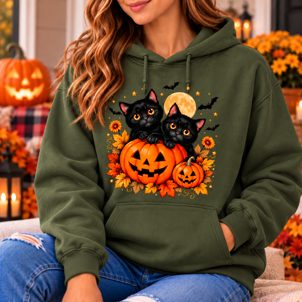 Black Cat Halloween Shirt – Pumpkin T-Shirt, Sweatshirt & Hoodie