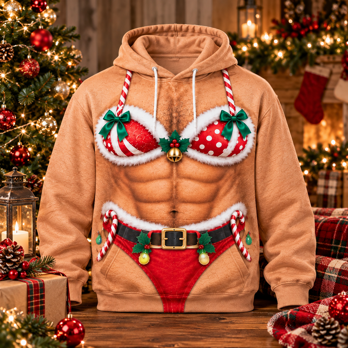 Personalized Funny Christmas Shirt, Santa Lingerie Graphic Tee