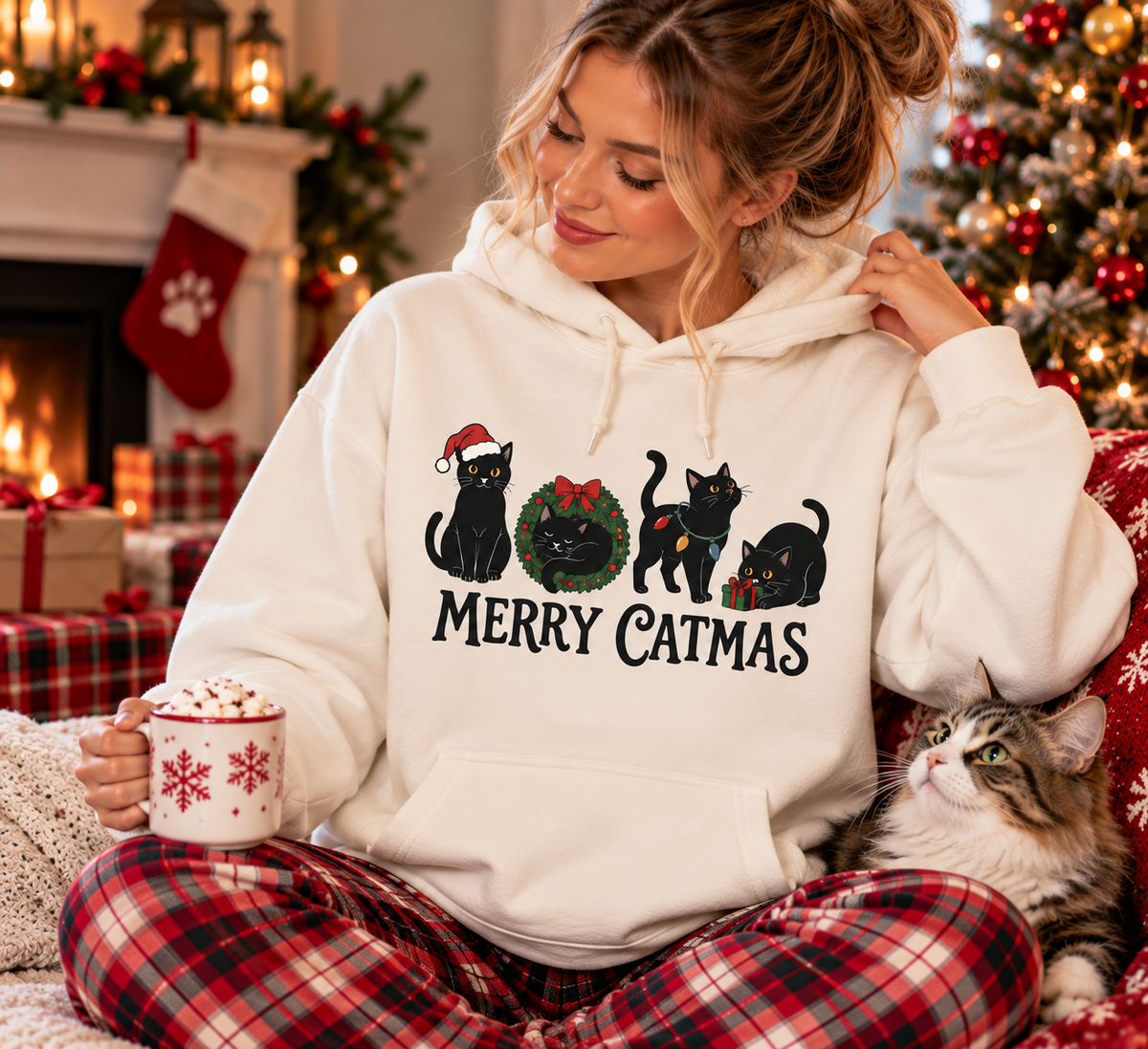Merry Catmas Shirt – Cute Christmas Black Cat Sweatshirt & Hoodie