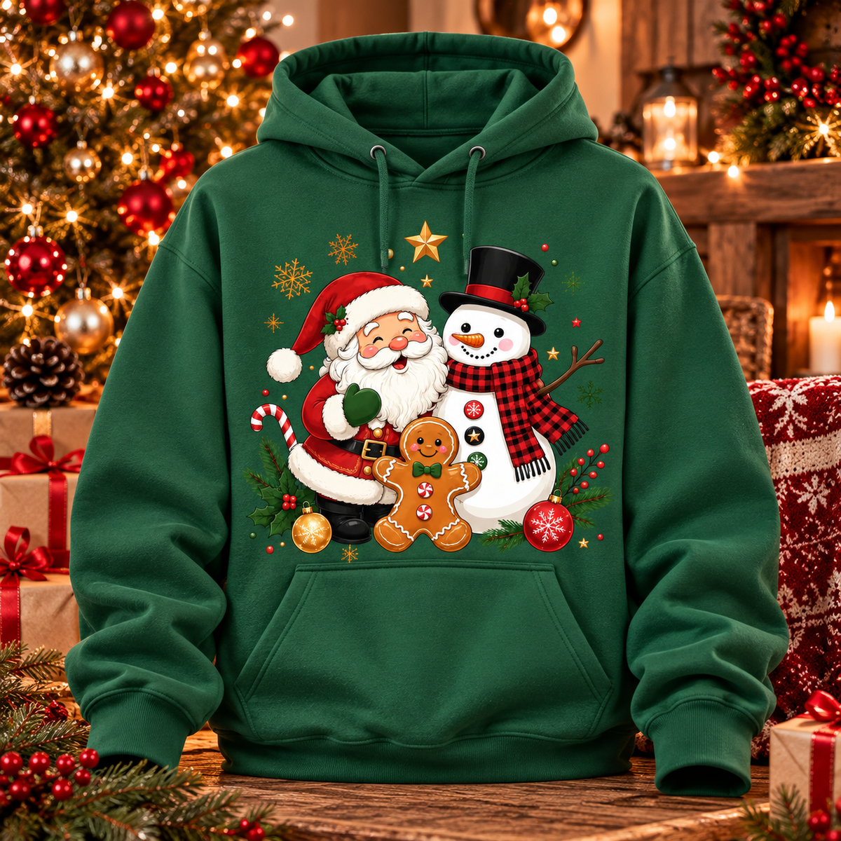 Christmas Santa Snowman Shirt, Gingerbread Man Holiday Tee