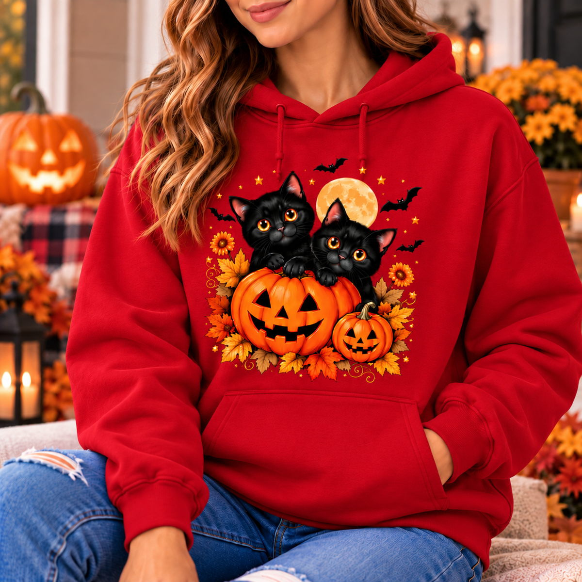 Black Cat Halloween Shirt – Pumpkin T-Shirt, Sweatshirt & Hoodie