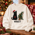 Funny Christmas Cat Hoodie, Black Cat Santa Sweatshirt, Holiday Gift for Cat Lovers