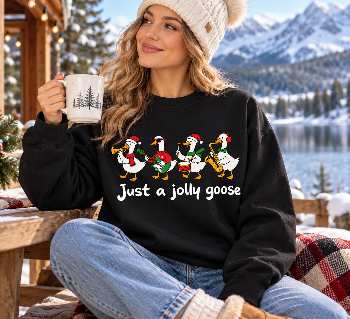 Just a Jolly Goose Hoodie – Funny Christmas Goose Sweatshirt