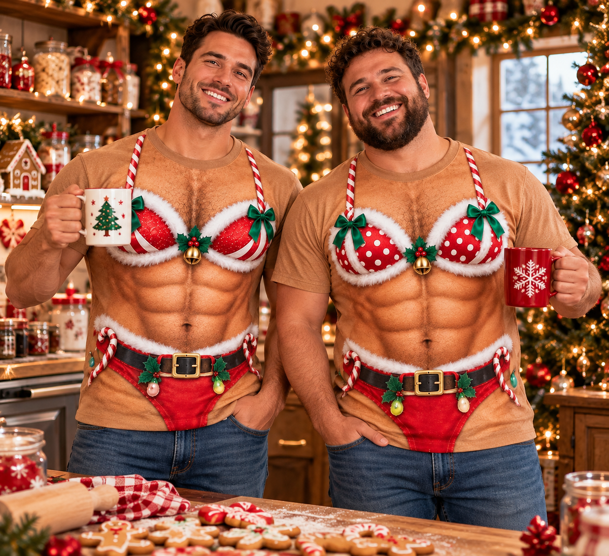 Personalized Funny Christmas Shirt, Santa Lingerie Graphic Tee