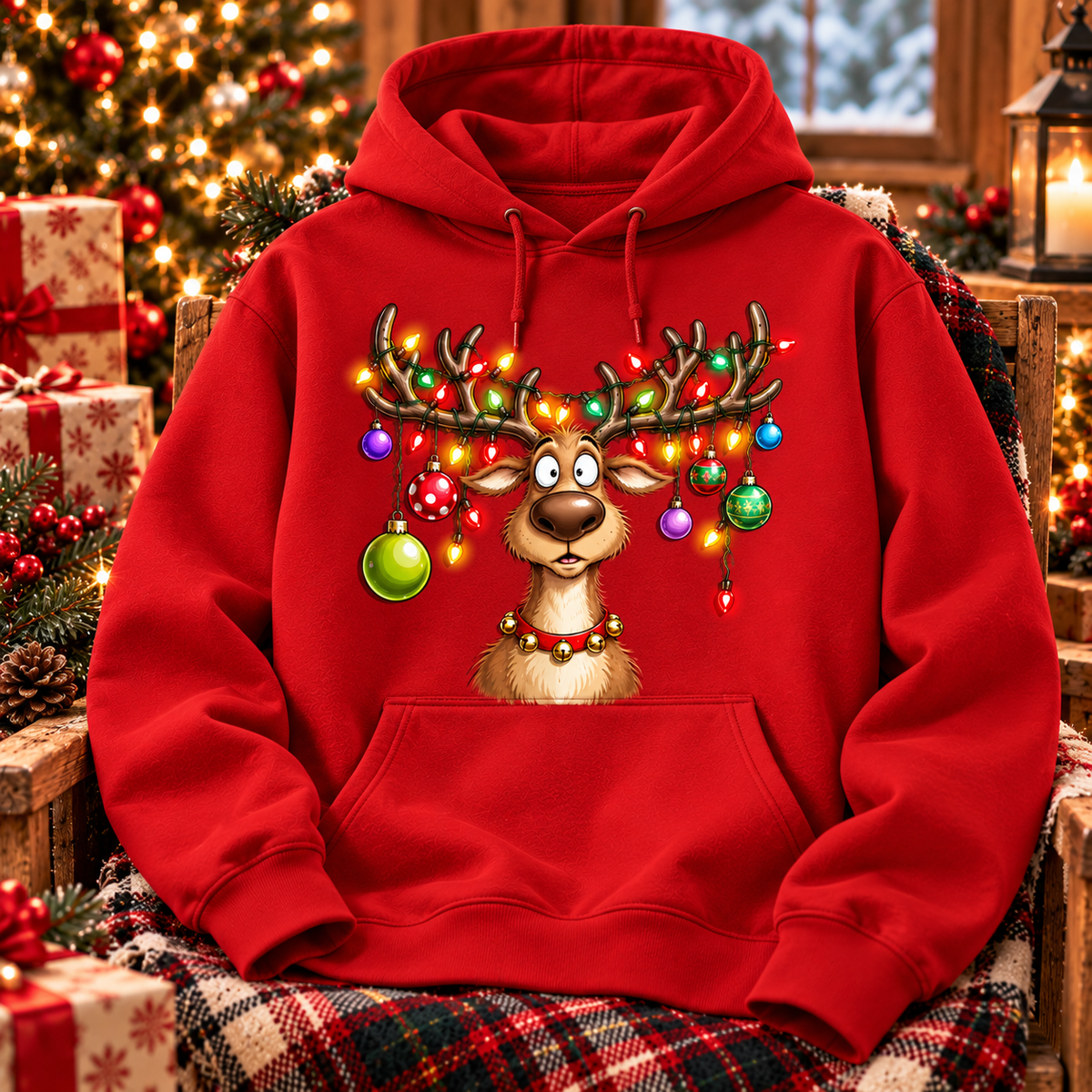 Funny Christmas Reindeer Shirt, Reindeer Lights Holiday Tee
