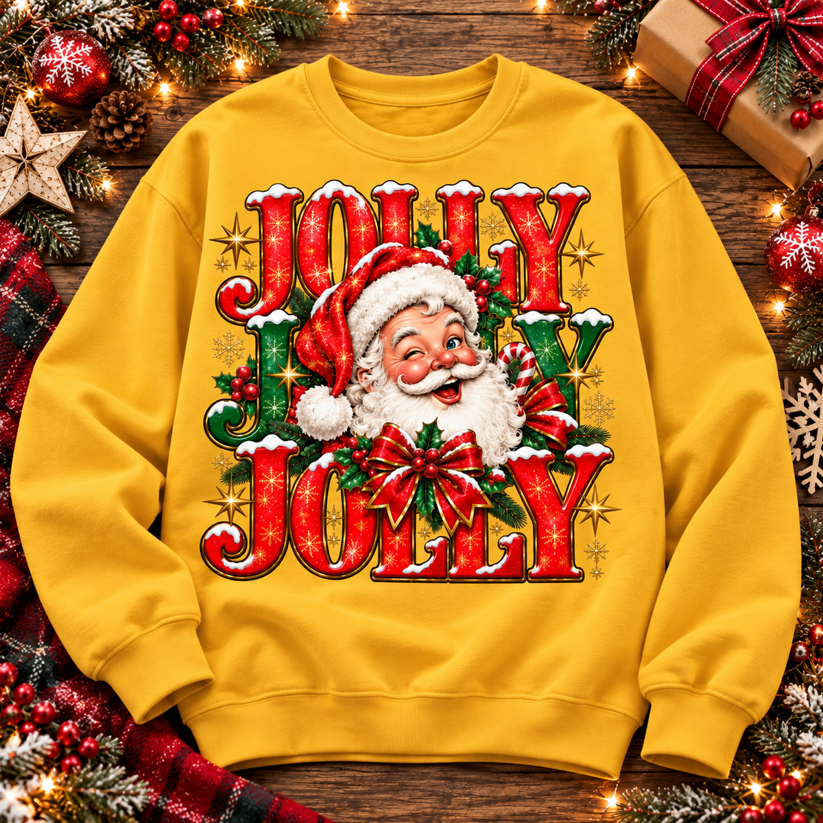 Jolly Jolly Santa Shirt, Vintage Christmas Sweatshirt, Funny Holiday Hoodie, Festive Santa Gift