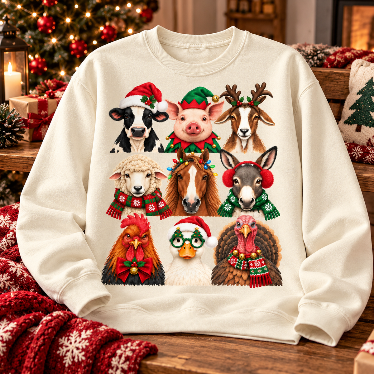 Funny Christmas Animal Shirt, Farm Animal Holiday Tee, Cute Christmas Gift