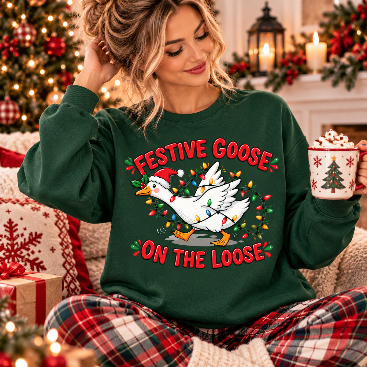 Funny Christmas Goose Shirt – Festive Goose on the Loose Tee