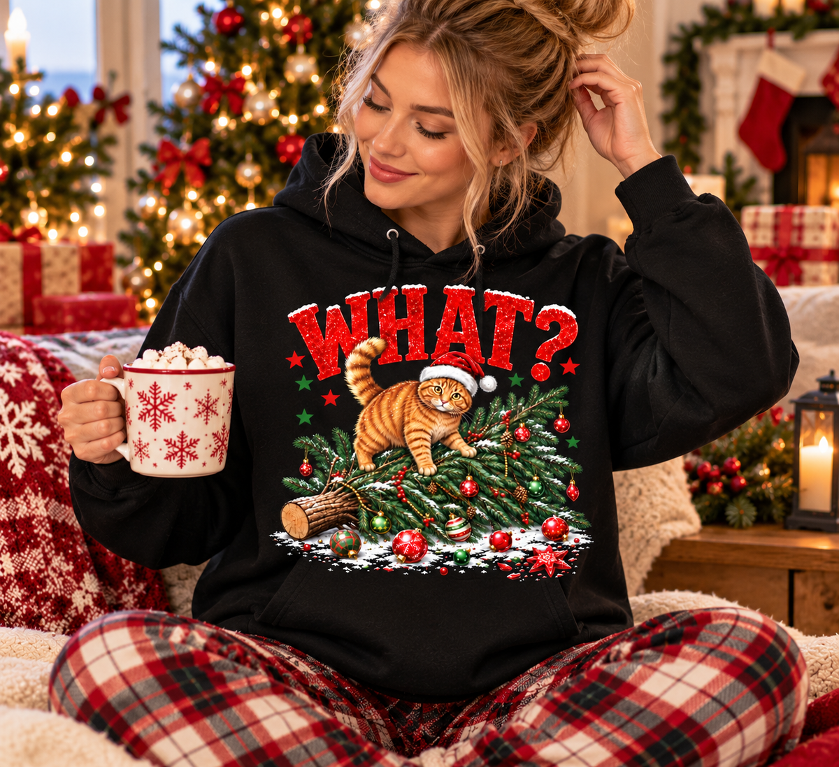 Funny Christmas Cat Shirt – WHAT? Orange Tabby Holiday Tee