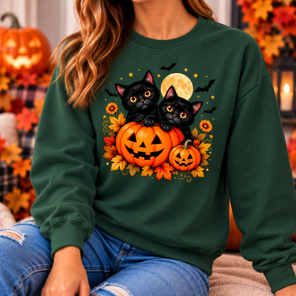 Black Cat Halloween Shirt – Pumpkin T-Shirt, Sweatshirt & Hoodie