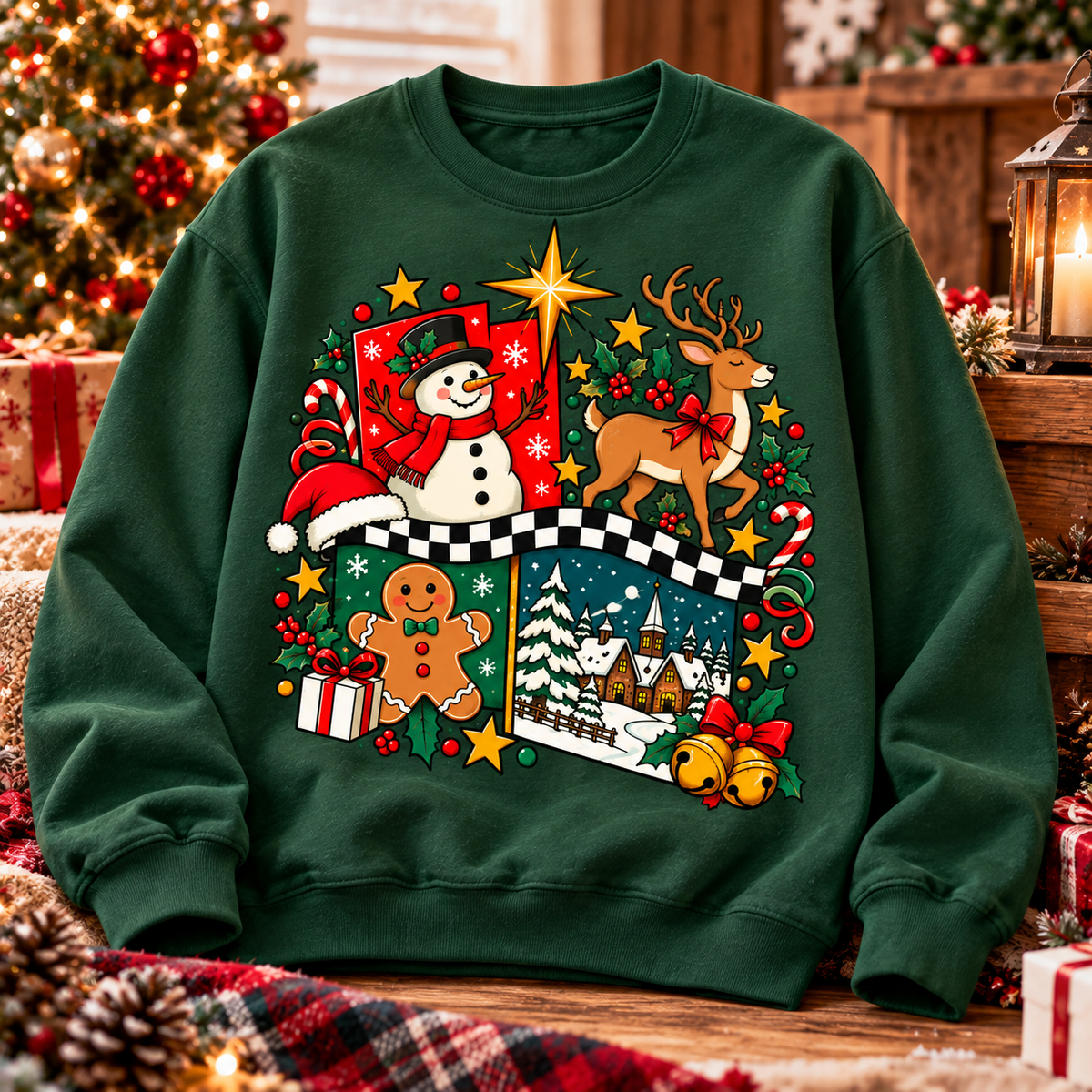Vintage Christmas Shirt, Snowman Reindeer Holiday Tee, Cute Winter Graphic Gift