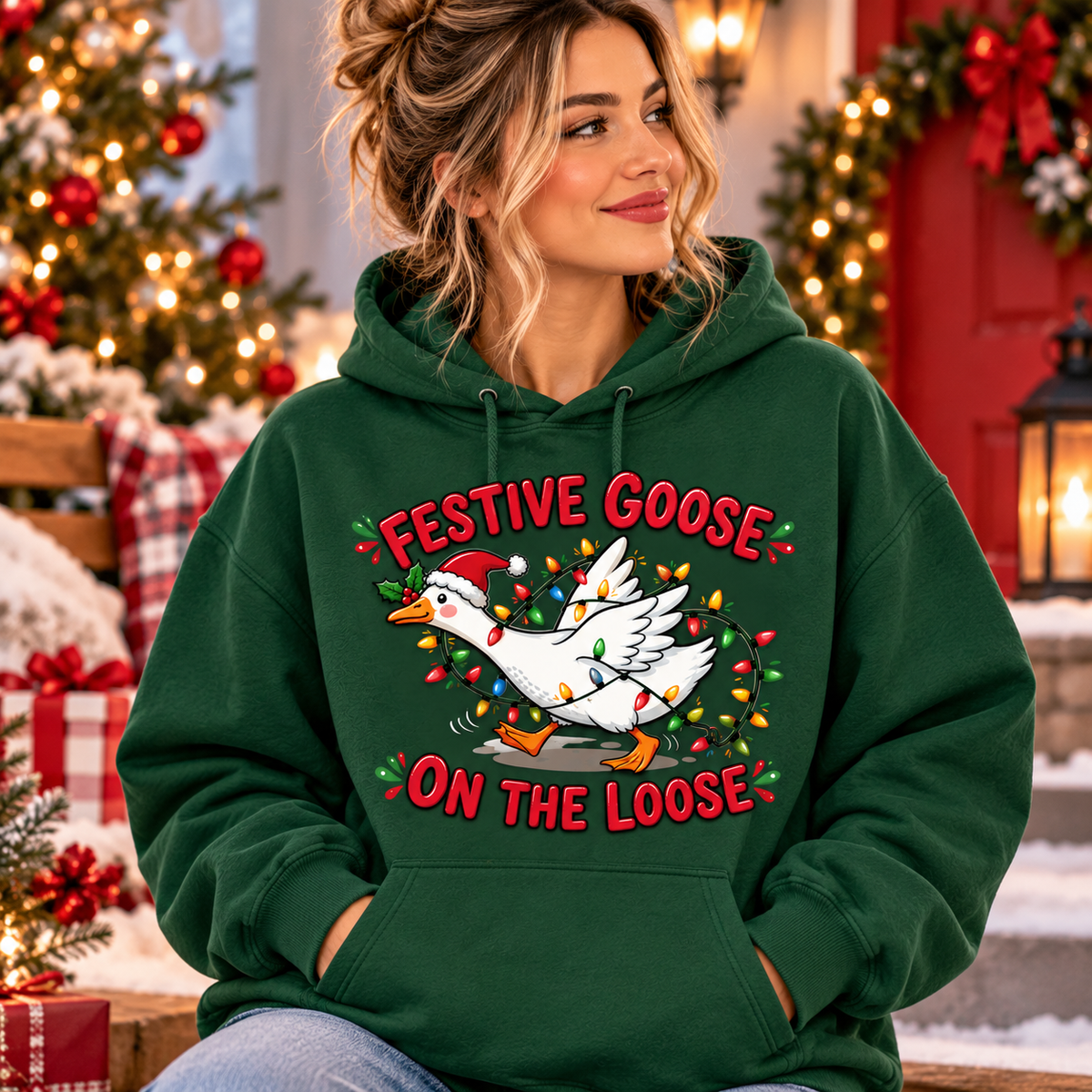 Funny Christmas Goose Shirt – Festive Goose on the Loose Tee