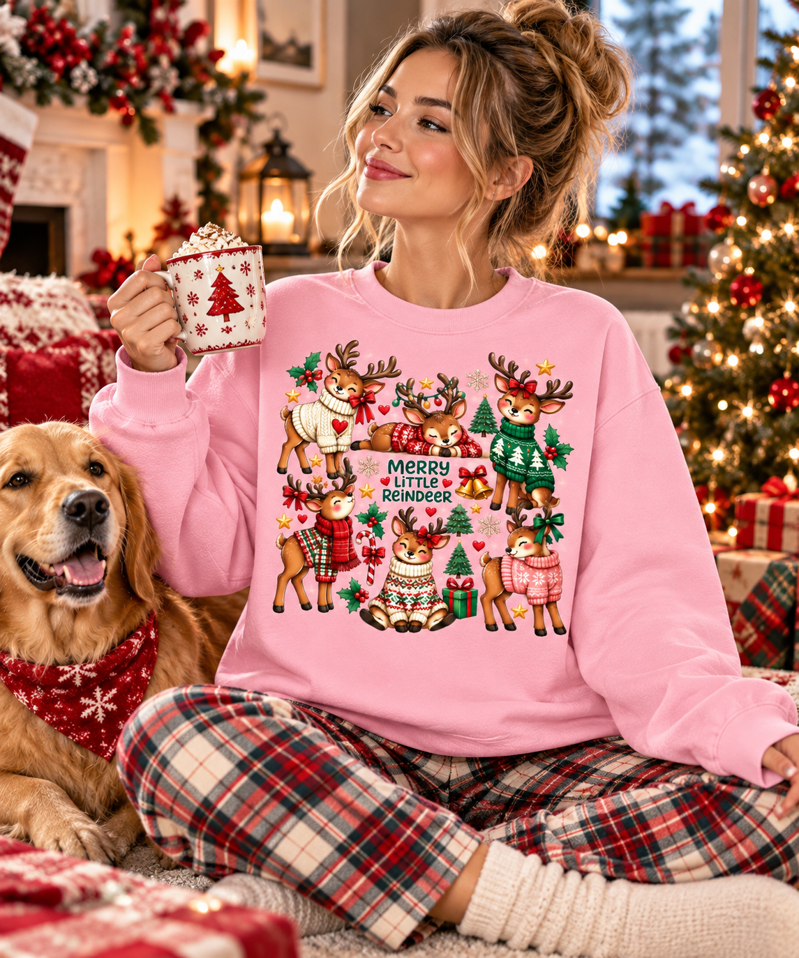 Merry Little Reindeer Shirt, Cute Christmas Tee, Reindeer Holiday Gift