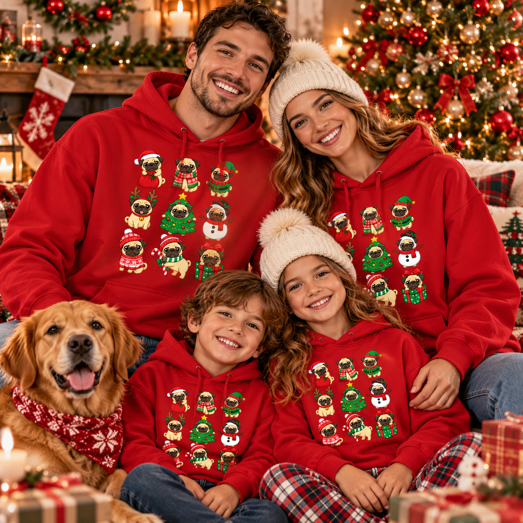 Christmas Pug Hoodie, Funny Pug Sweatshirt, Cute Dog Christmas Shirt, Pug Lover Gift, Holiday Dog Hoodie