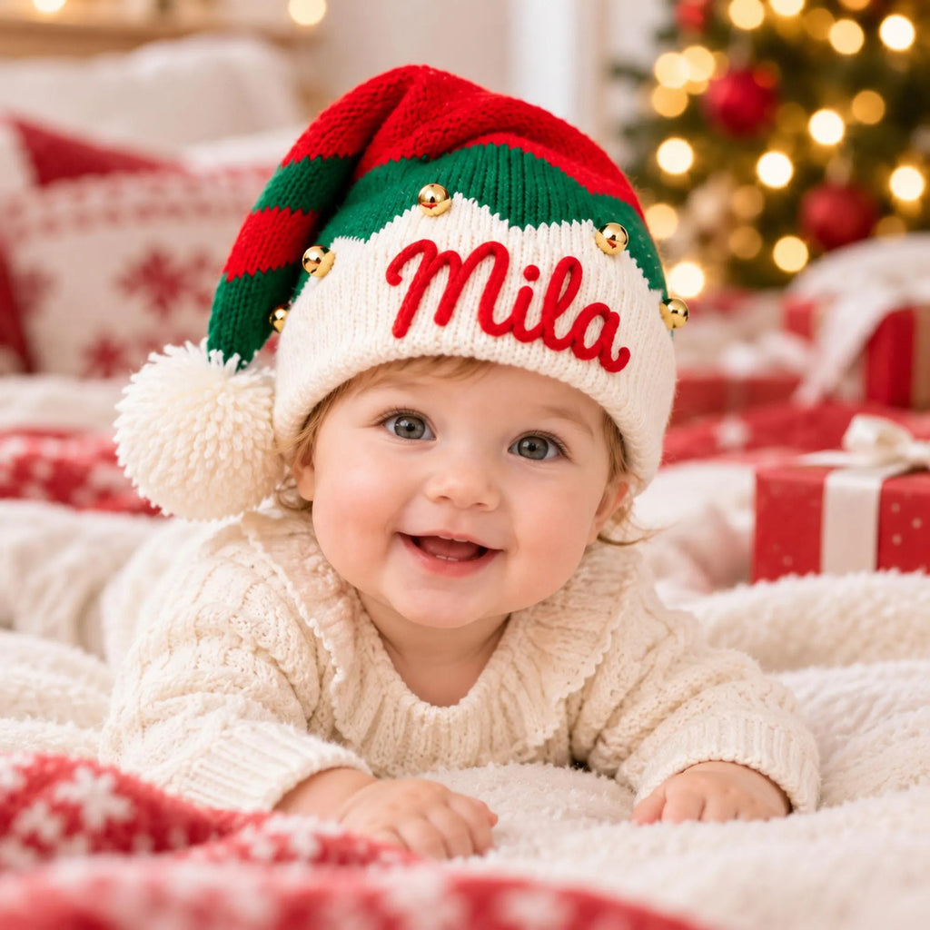 Personalized Christmas Hat, Custom Name Elf Hat for Kids and Adults, Matching Family Christmas Gift