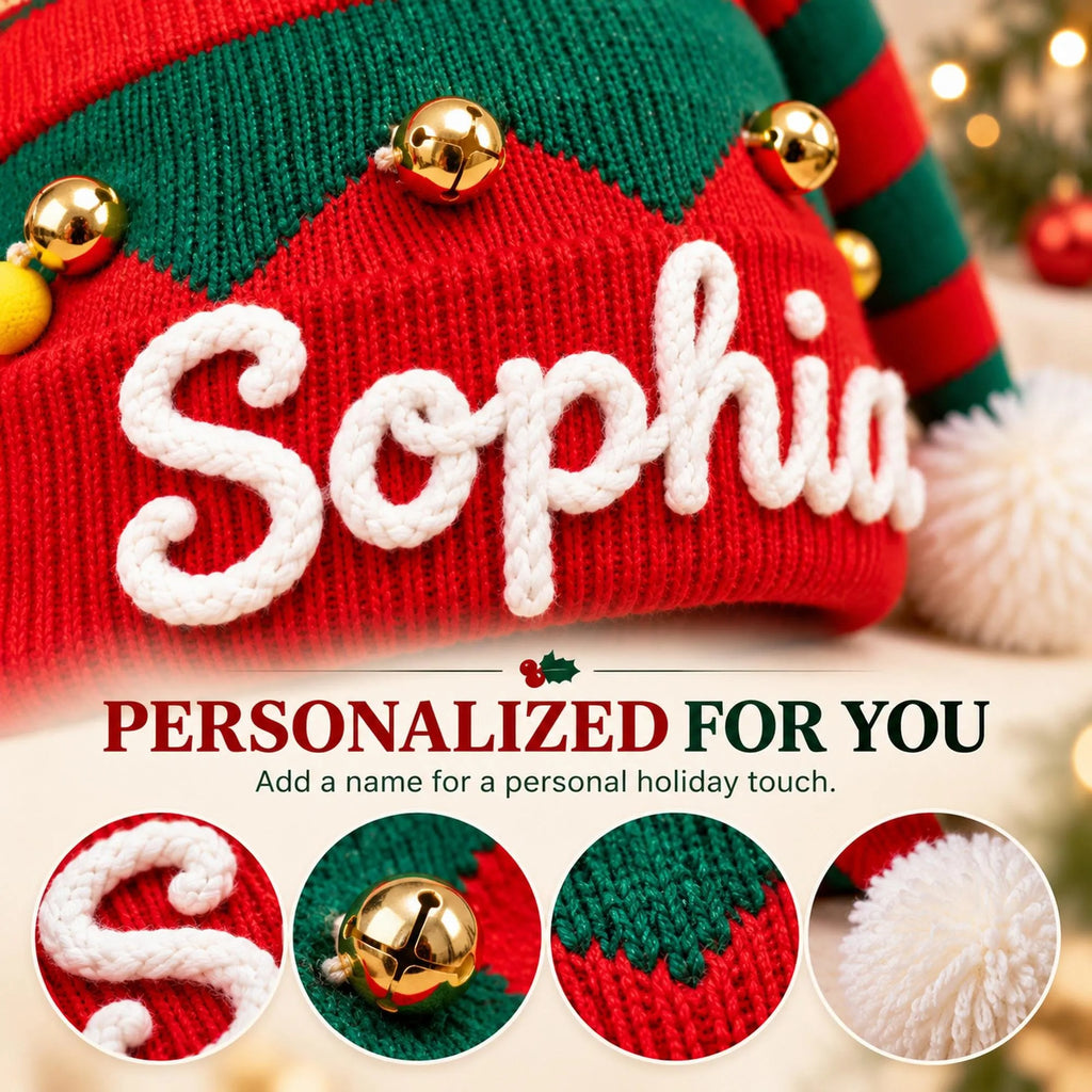 Personalized Christmas Hat, Custom Name Elf Hat for Kids and Adults, Matching Family Christmas Gift