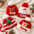Custom Name Kids Winter Hat, Personalized Christmas Beanie with Plush Ornament, Holiday Gift for Toddler Boys Girls