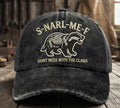 Funny Animal Embroidered Hat, Vintage Washed Dad Cap, Outdoor Bear Hat, Rugged Wildlife Cap for Men