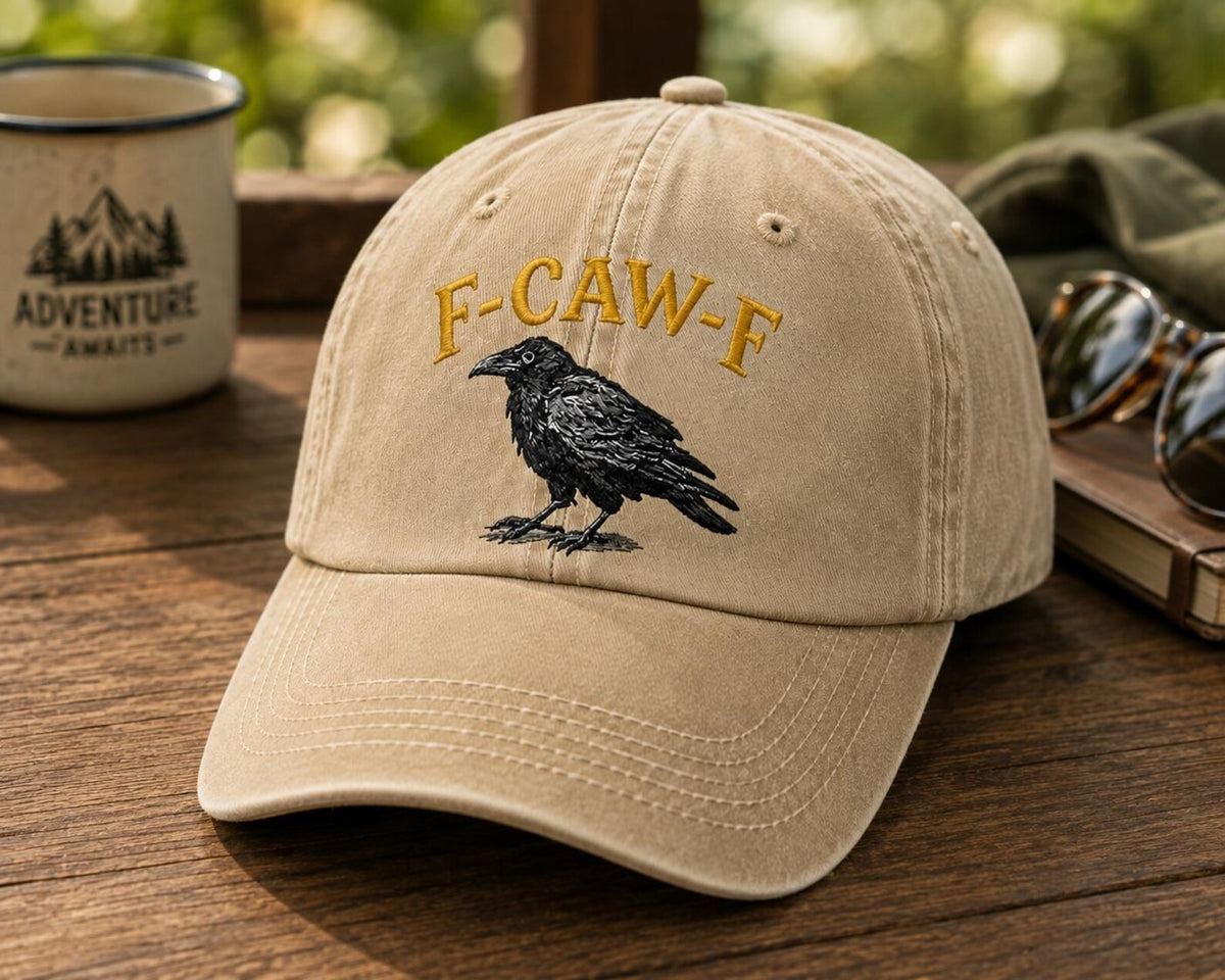 Funny Crow Embroidered Dad Hat, Vintage Washed Baseball Cap, Black Bird Hat, Sarcastic Humor Cap, Casual Gift for Men