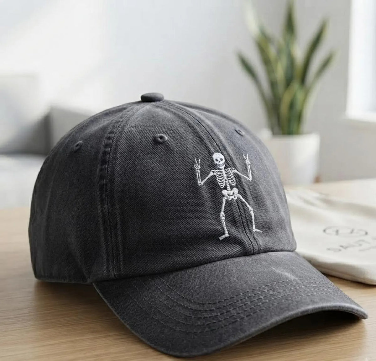 Funny Skeleton Embroidered Hat, Halloween Dad Cap, Spooky Baseball Cap, Vintage Style Skull Gift for Him