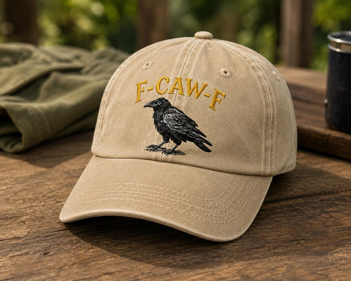 Funny Crow Embroidered Dad Hat, Vintage Washed Baseball Cap, Black Bird Hat, Sarcastic Humor Cap, Casual Gift for Men