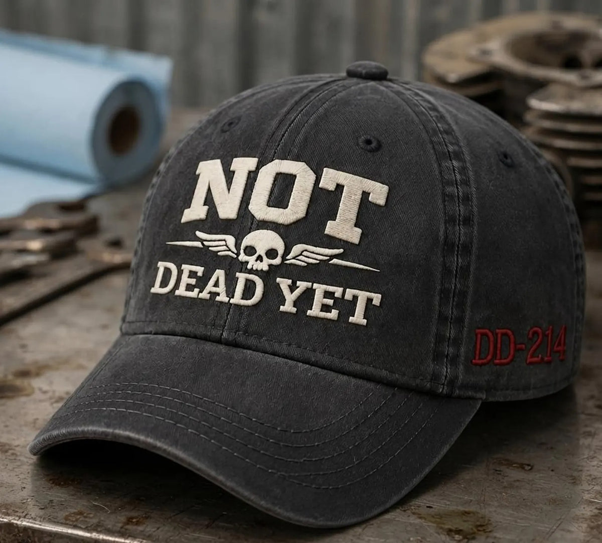 Veteran Dad Hat, Embroidered Military Inspired Cap, Distressed Skull Hat, Patriotic Veteran Gift