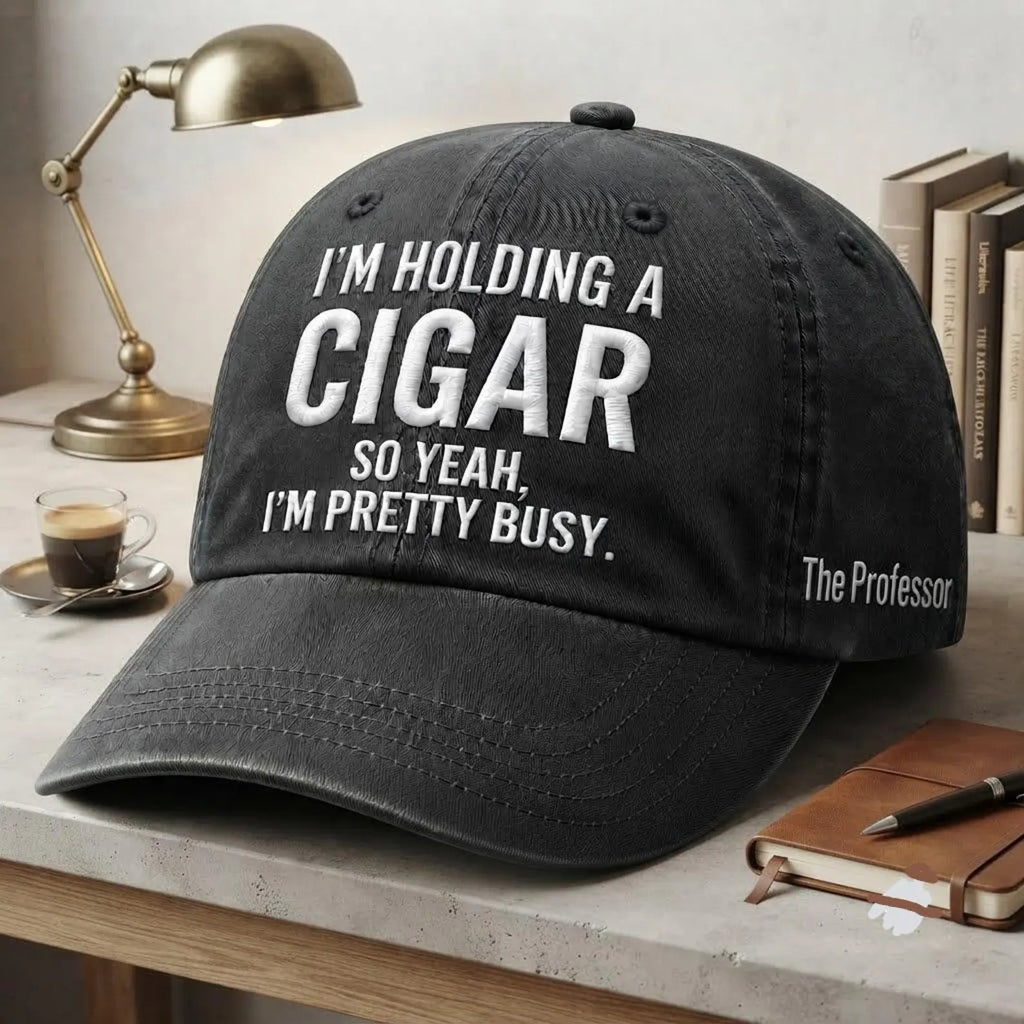 Cigar Lover Embroidered Hat, Cigar Smoker Gift, Funny Cigar Cap, Dad Gift, Retirement Gift, Adjustable Baseball Cap