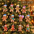 Set of 12 Gingerbread Christmas Tree Ornaments