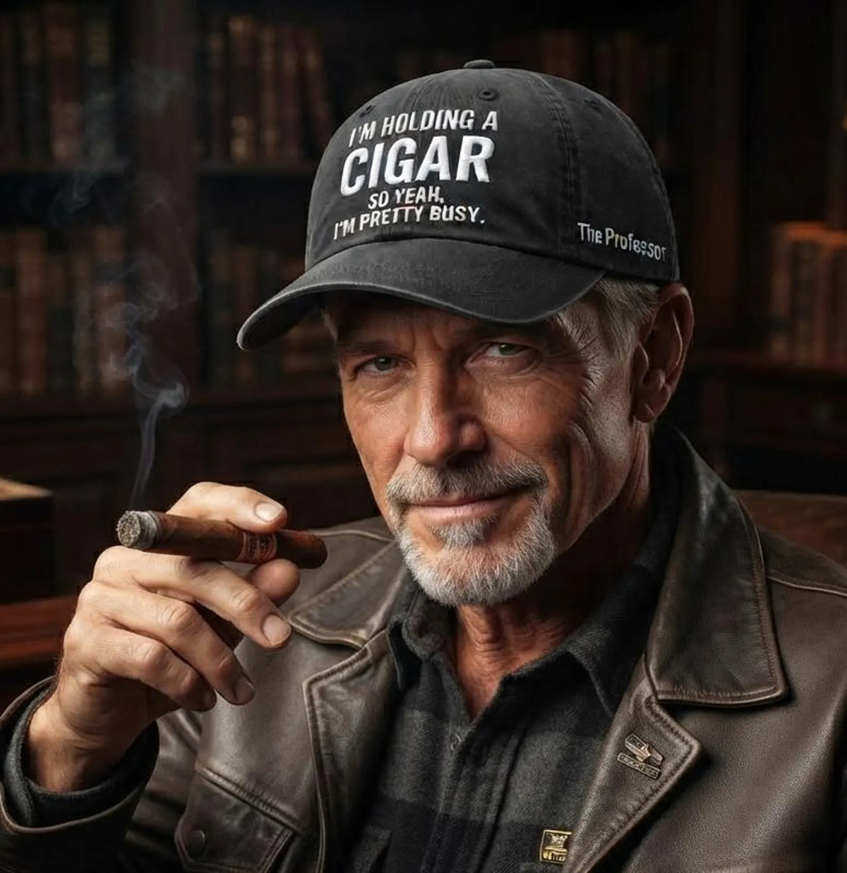 Cigar Lover Embroidered Hat, Cigar Smoker Gift, Funny Cigar Cap, Dad Gift, Retirement Gift, Adjustable Baseball Cap