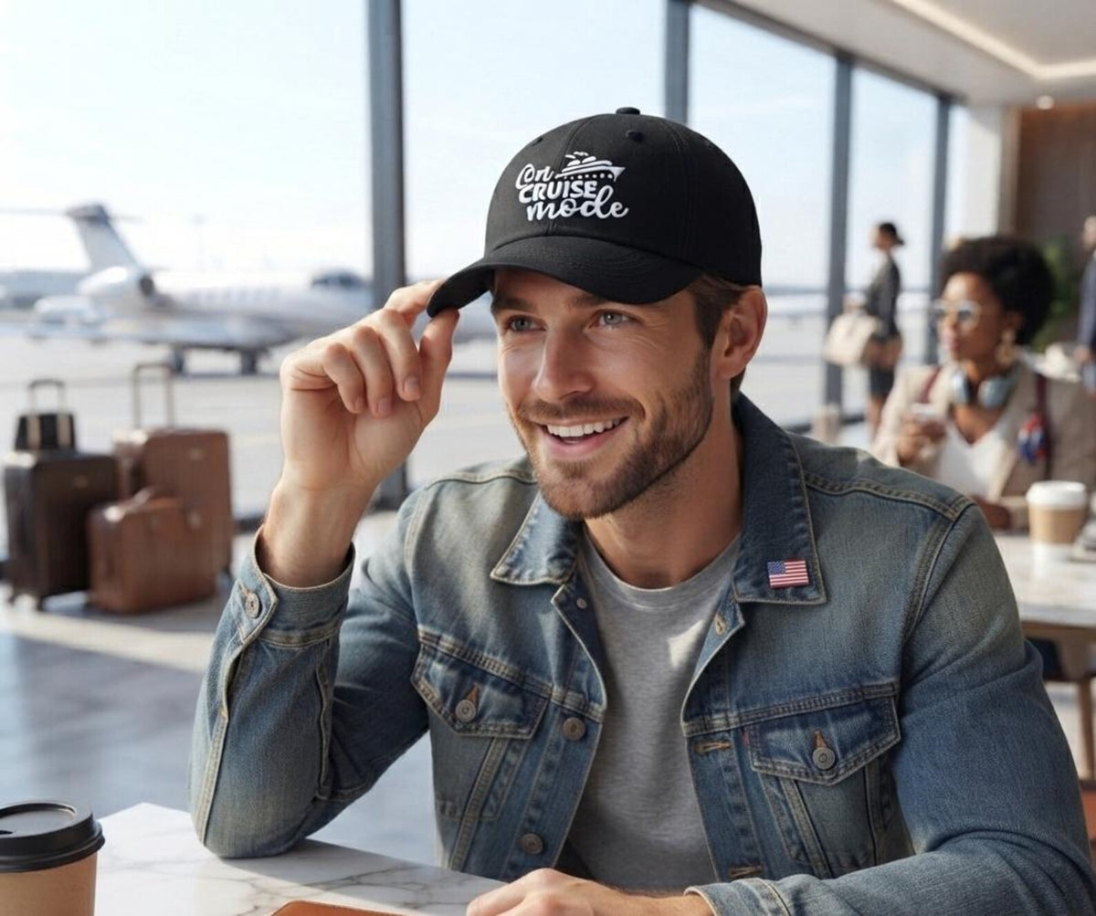 On Cruise Mode Embroidered Dad Hat, Vacation Baseball Cap, Cruise Ship Travel Gift, Unisex Adjustable Cotton Hat, Holiday Beach Accessories