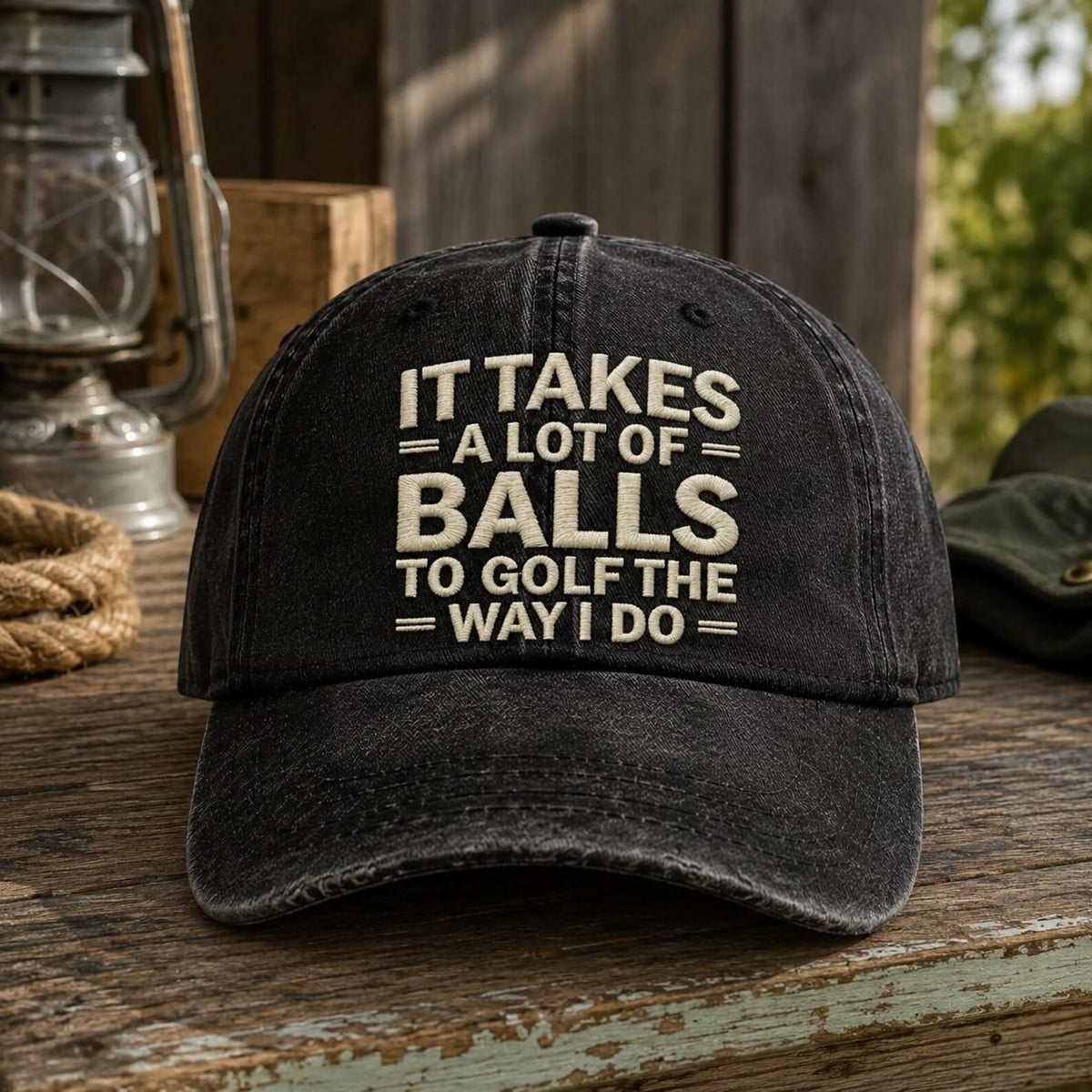 Funny Golf Hat, Golf Dad Cap, It Takes a Lot of Balls to Golf Embroidered Hat, Vintage Washed Cap, Golfer Gift for Dad