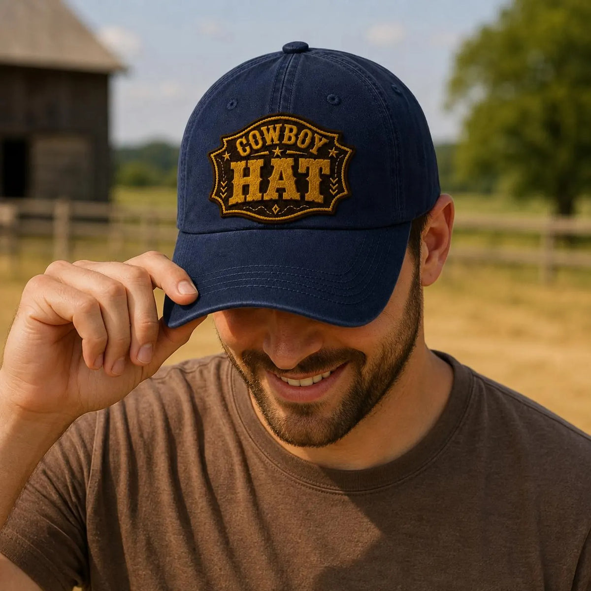 Cowboy Hat Embroidered Cap, Western Style Hat, Rustic Ranch Hat, Country Gift for Men, Farm Hat, Vintage Inspired Baseball Cap