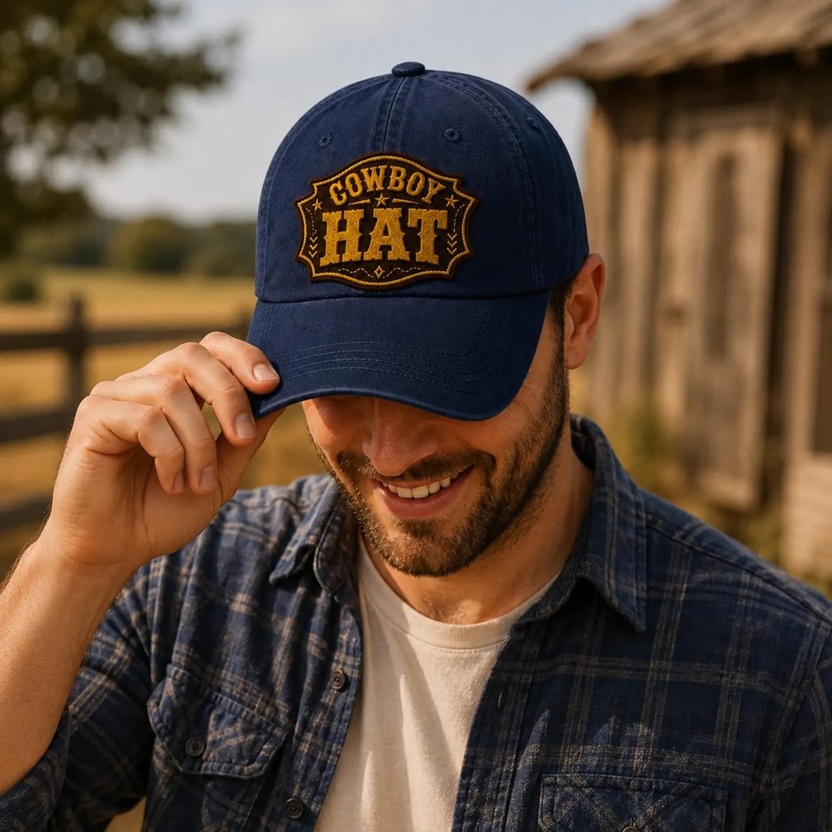 Cowboy Hat Embroidered Cap, Western Style Hat, Rustic Ranch Hat, Country Gift for Men, Farm Hat, Vintage Inspired Baseball Cap