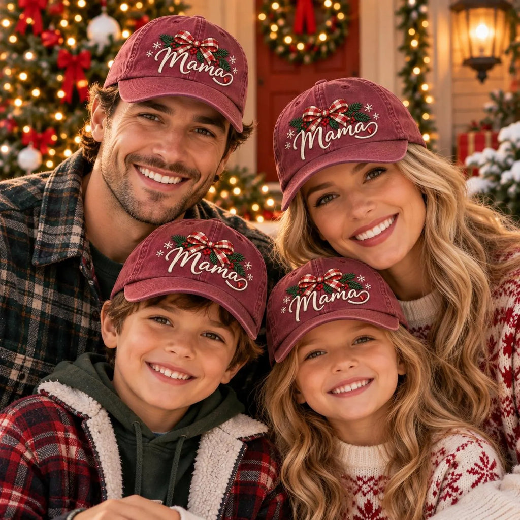 Christmas Santa Reindeer Embroidered Hat, Green Holiday Baseball Cap, Vintage Christmas Gift, Festive Winter Dad Hat