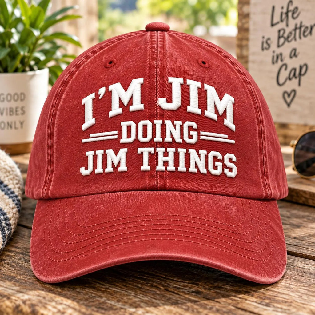 Funny Jim Hat, I'm Jim Doing Jim Things Embroidered Cap, Men's Washed Baseball Hat, Funny Gift for Jim, Dad Gift, Novelty Hat