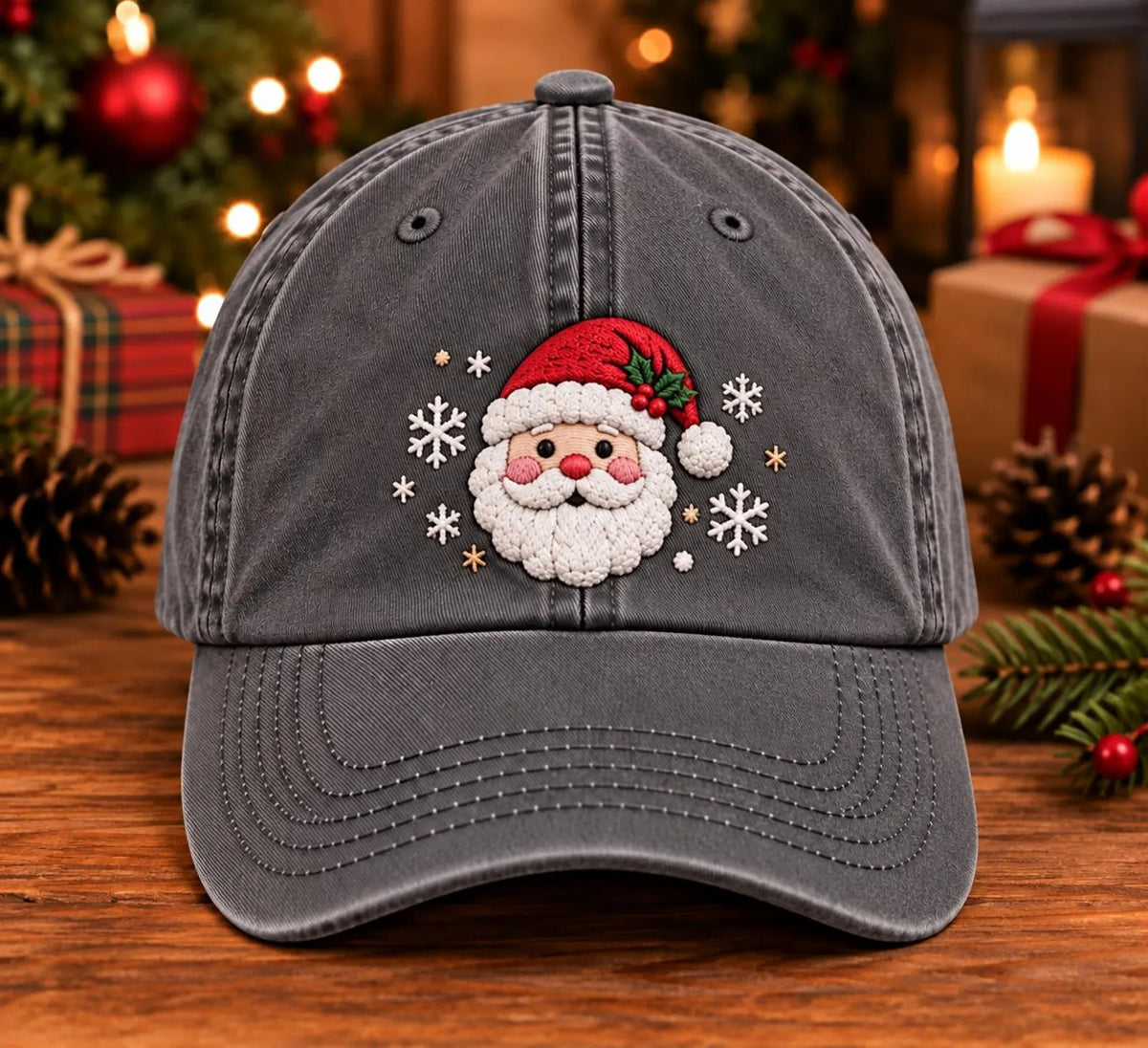 Santa Embroidered Hat, Christmas Baseball Cap, Santa Claus Hat, Holiday Hat, Christmas Gift, Winter Cap, Festive Unisex Ha