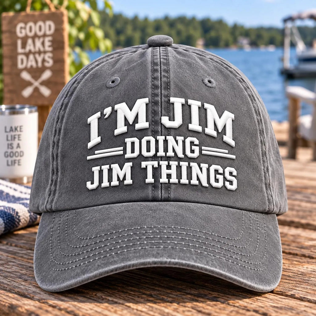 Funny Jim Hat, I'm Jim Doing Jim Things Embroidered Cap, Men's Washed Baseball Hat, Funny Gift for Jim, Dad Gift, Novelty Hat