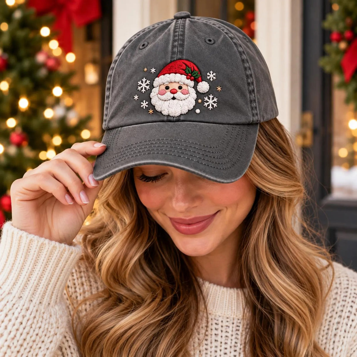 Santa Embroidered Hat, Christmas Baseball Cap, Santa Claus Hat, Holiday Hat, Christmas Gift, Winter Cap, Festive Unisex Ha