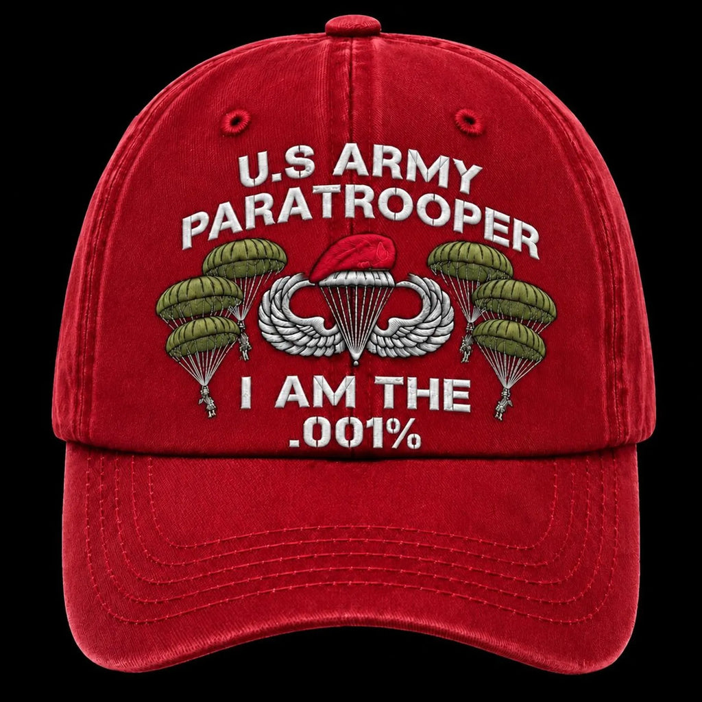 Paratrooper Embroidered Hat, Airborne Military Cap, Veteran Gift, Navy Blue Baseball Cap, Military Dad Hat