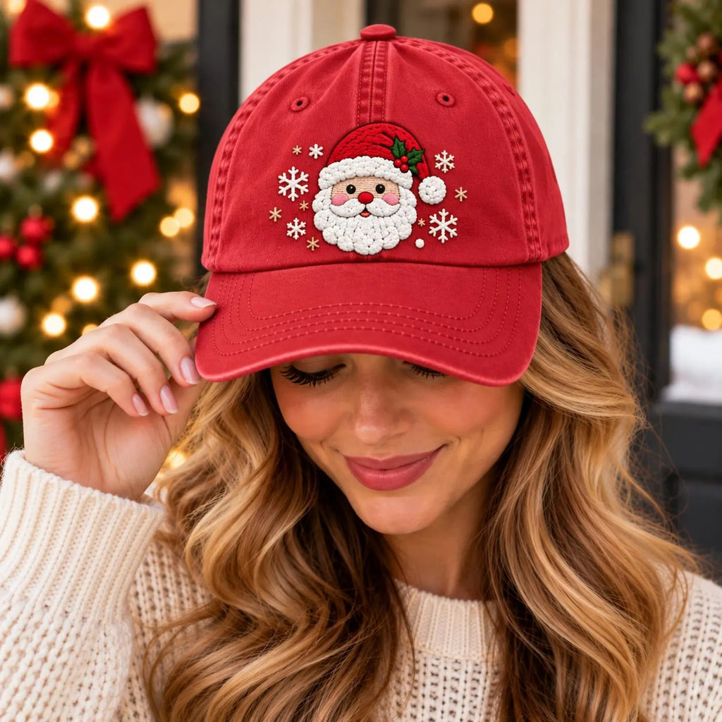 Santa Embroidered Hat, Christmas Baseball Cap, Santa Claus Hat, Holiday Hat, Christmas Gift, Winter Cap, Festive Unisex Ha