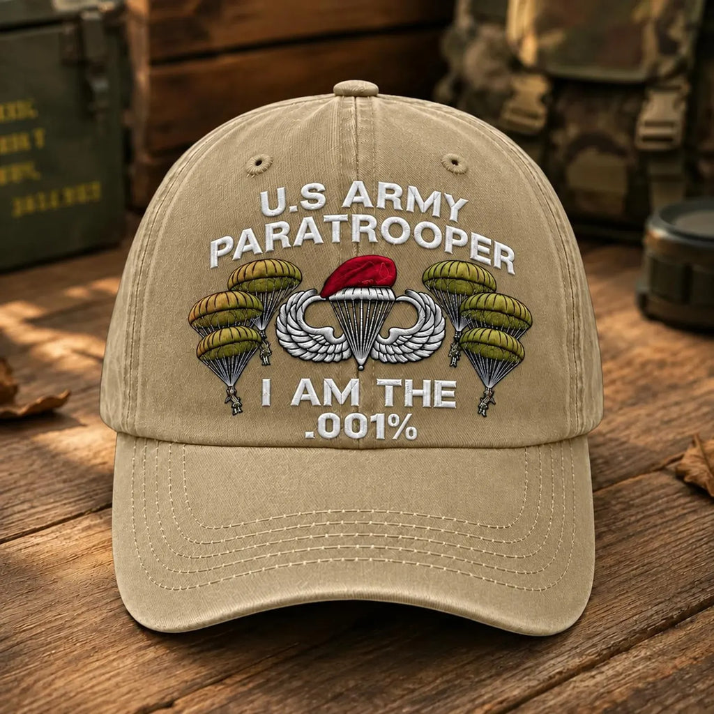Paratrooper Embroidered Hat, Airborne Military Cap, Veteran Gift, Navy Blue Baseball Cap, Military Dad Hat