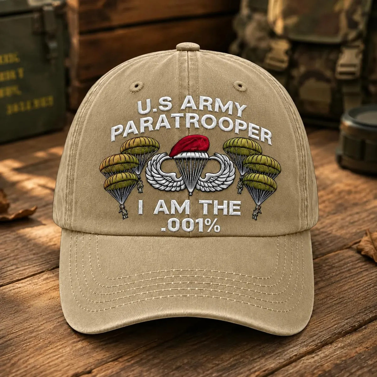 Paratrooper Embroidered Hat, Airborne Military Cap, Veteran Gift, Navy Blue Baseball Cap, Military Dad Hat